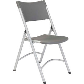 Interion Folding Chair With Mid Back, Resin, Gray - Pkg Qty 4