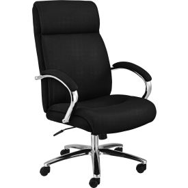 Global Industrial 695616 Interion® Office Chair With Lumbar Support, High Back & Fixed Arms, Fabric, Black image.