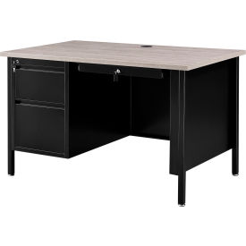 Global Industrial 695631GY Interion® Steel Teachers Desk, 48"W x 30"D, Gray Top with Black Frame image.