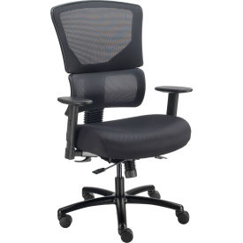 Global Industrial 695643 Interion® 24 Hour Big & Tall Mesh Back Chair With High Back & Adjustable Arms, Fabric, Black image.