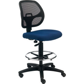 Global Industrial 695645BL Interion® Armless Mesh Drafting Stool - Fabric - Blue image.