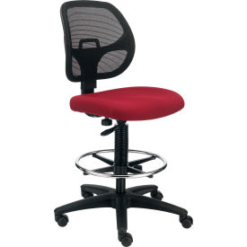 Global Industrial 695645RD Interion® Armless Mesh Drafting Stool - Fabric - Red image.
