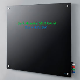 Global Industrial 695650 Global Industrial™ Magnetic Glass Dry Erase Board - 48 x 36 - Black image.