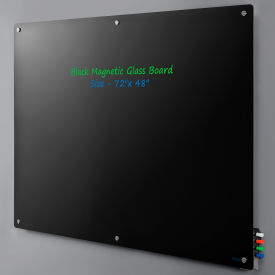 Global Industrial 695651 Global Industrial™ Magnetic Glass Dry Erase Board - 72 x 48" - Black image.