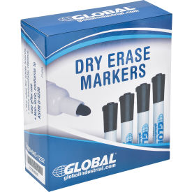 Global Industrial 695695BK Global Industrial™ Dry Erase Markers, Bullet Tip, Black, 12 Pack image.