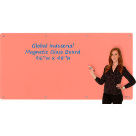 Global Industrial 695699 Global Industrial™ Magnetic Glass Dry Erase Board - 96 x 48 - Coral image.