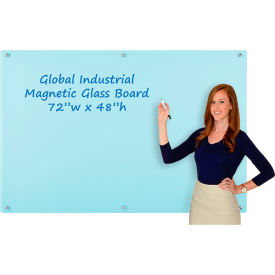 Global Industrial 695702 Global Industrial™ Magnetic Glass Dry Erase Board - 72 x 48 - Seafoam image.