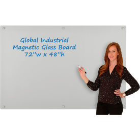 Global Industrial 695710 Global Industrial™ Magnetic Glass Dry Erase Board - 72 x 48 - Gray image.