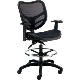 Global Industrial 695727A Interion® All Mesh Stool with Arms - Black image.