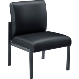 Global Industrial 695730 Interion® Armless Synthetic Leather Reception Chair - Black image.