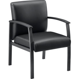 Global Industrial 695731 Interion® Synthetic Leather Reception Chair with Arms - Black image.