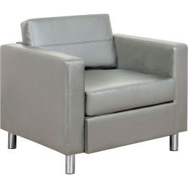 Global Industrial 695735GY-AM Interion® Antimicrobial Upholstered Leather Club Chair, Gray image.