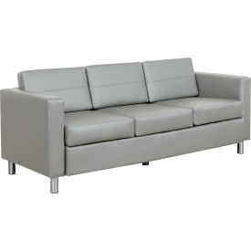 Global Industrial 695737GY-AM Interion® Antimicrobial Upholstered Leather Sofa, Gray image.
