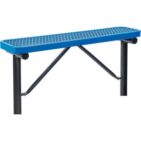 Global Industrial 695741IBL Global Industrial™ 4 Outdoor Steel Flat Bench, Expanded Metal, In Ground Mount, Blue image.