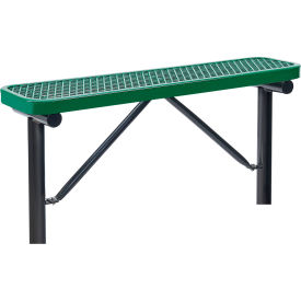 Global Industrial 695741IGN Global Industrial™ 4 Outdoor Steel Flat Bench, Expanded Metal, In Ground Mount, Green image.