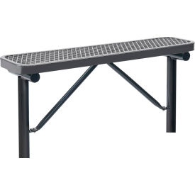 Global Industrial 4' Outdoor Steel Flat Bench, Expanded Metal, In Ground Mount, Gray