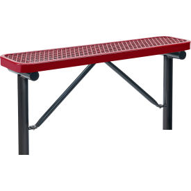 Global Industrial 4' Outdoor Steel Flat Bench, Expanded Metal, In Ground Mount, Red