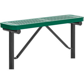 Global Industrial 695742IGN Global Industrial™ 4 Outdoor Steel Flat Bench, Perforated Metal, In Ground Mount, Green image.