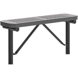 Global Industrial 695742IGY Global Industrial™ 4 Outdoor Steel Flat Bench, Perforated Metal, In Ground Mount, Gray image.