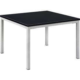 Global Industrial 695754BK Interion® Wood End Table with Steel Frame - 24" x 24" - Black image.