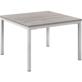 Global Industrial 695754GY Interion® Wood End Table with Steel Frame - 24" x 24" - Gray image.