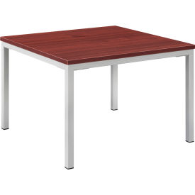 Global Industrial 695754MH Interion® Wood End Table with Steel Frame - 24" x 24" - Mahogany image.