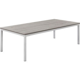 Global Industrial 695755GY Interion® Wood Coffee Table with Steel Frame - 48" x 24" - Gray image.
