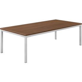 Global Industrial 695755WN Interion® Wood Coffee Table with Steel Frame - 48" x 24" - Walnut image.