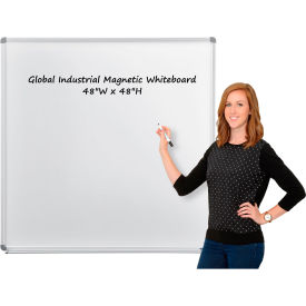 Global Industrial 695756 Global Industrial™ Magnetic Whiteboard - 48"W x 48"H - Steel Surface image.