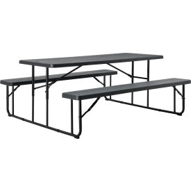 Global Industrial 695769CH Global Industrial™ 6 Folding Plastic Picnic Table, Charcoal image.