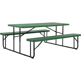 Global Industrial 695769GN Global Industrial™ 6 Folding Plastic Picnic Table, Green image.