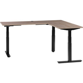 Global Industrial 695777LGY Interion® L-Shaped Electric Height Adjustable Desk, 60"W x 24"D, Gray W/ Black Base image.