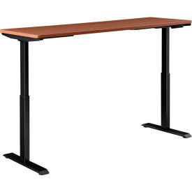 Global Industrial 695781CH Interion® Electric Height Adjustable Desk, 72"W x 30"D, Cherry W/ Black Base image.