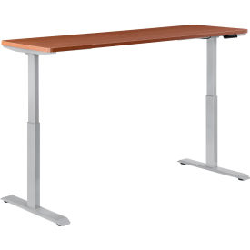 Global Industrial 695781CHGY Interion® Electric Height Adjustable Desk, 72"W x 30"D, Cherry W/ Gray Base image.