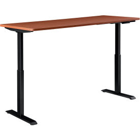Global Industrial 695779CH Interion® Electric Height Adjustable Desk, 48"W x 30"D, Cherry W/ Black Base image.