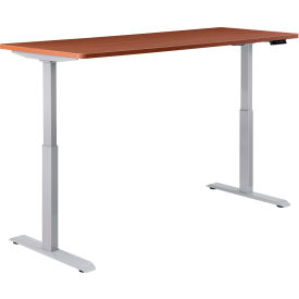 Global Industrial 695779CHGY Interion® Electric Height Adjustable Desk, 48"W x 30"D, Cherry W/ Gray Base image.