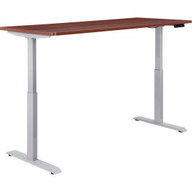 Global Industrial 695779MHGY Interion® Electric Height Adjustable Desk, 48"W x 30"D, Mahogany W/ Gray Base image.