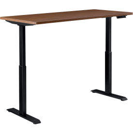 Global Industrial 695779WN Interion® Electric Height Adjustable Desk, 48"W x 30"D, Walnut W/ Black Base image.