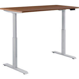 Global Industrial 695779WNGY Interion® Electric Height Adjustable Desk, 48"W x 30"D, Walnut W/ Gray Base image.