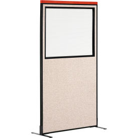 Interion Deluxe Freestanding Office Partition Panel w/Partial Window, 36-1/4