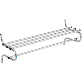 Global Industrial 695827 Interion® Wall Mount Coat & Towel Rack With Shelf, 48"W, Chrome image.