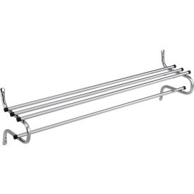 Global Industrial 695828 Interion® Wall Mount Coat & Towel Rack With Shelf, 60"W, Chrome image.