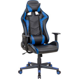 Interion Gaming Chair, Antimicrobial, High Back, Black/Cobalt Blue