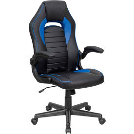 Global Industrial 695854BL Interion® Antimicrobial Racing Chair, Black/Blue image.