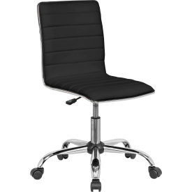 Global Industrial 695857BK-AM Interion® Antimicrobial Armless Synthetic Leather Chair, Black image.