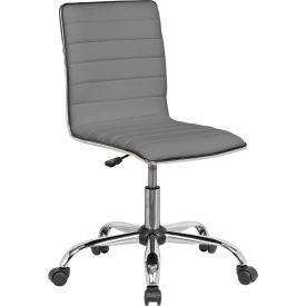 Global Industrial 695857GY-AM Interion® Antimicrobial Armless Synthetic Leather Chair, Gray image.