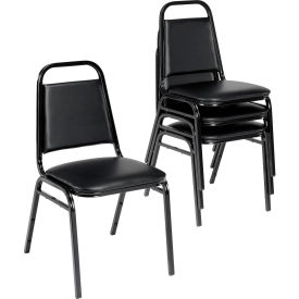 Global Industrial 695862 Interion® Banquet Chair with Square Back, Vinyl, 1-1/2" Seat Thickness, Black image.