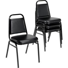 Global Industrial 695863 Interion® Banquet Chair with Square Back, Vinyl, 2-1/2" Seat Thickness, Black image.