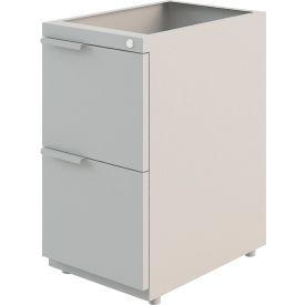 Global Industrial 695930GY Interion® Modular Partition 2 Drawer Pedestal, Gray image.