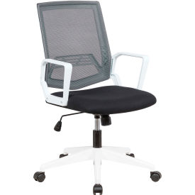 Global Industrial 695941 Interion® Mesh Task Chair w/ Fabric Seat, Black w/ White Frame image.